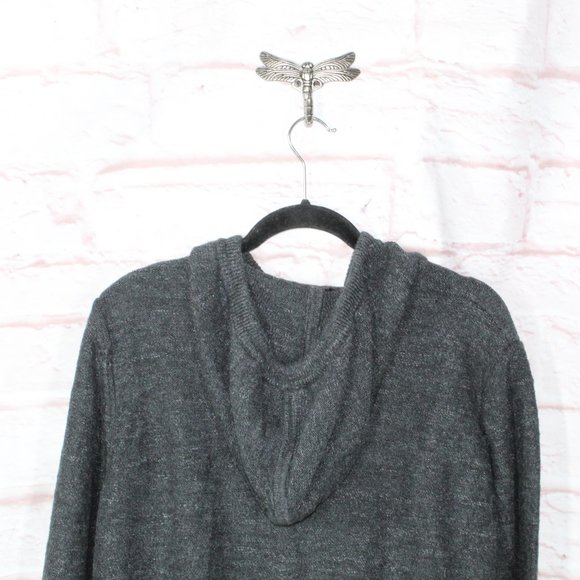 LL Bean Gray Organic Cotton Full Zip Hooded Knit Sweater Jacket Size XL - Picture 5 of 8